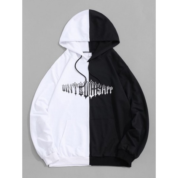 Streetwear Two Tone Letter Hoodie