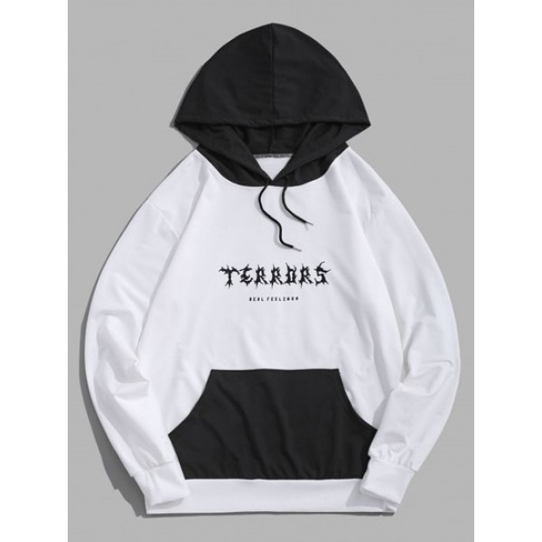 Letter Graphic Print Contrast Hoodie