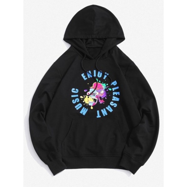 Cartoon Skull Enjoy Pleasant Music Graphic Hoodie