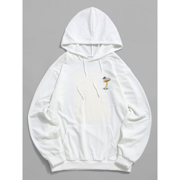 Mushroom Graphic Pouch Pocket Pullover Hoodie