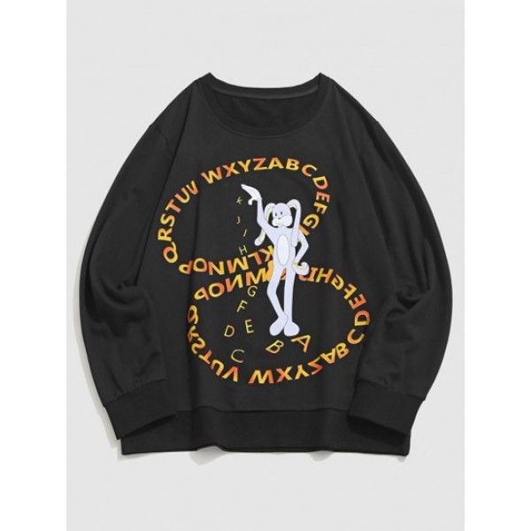 Streetwear Cartoon Rabbit Print Graphic Sweatshirt