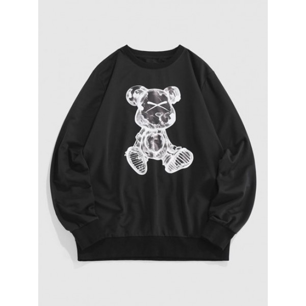 Streetwear Angry Cartoon Dog Print Sweatshirt