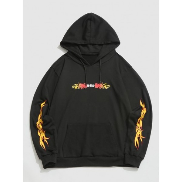 Fire Flame Dice Print Hoodie