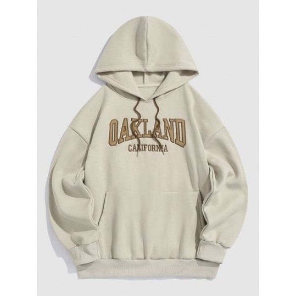 Letter OAKLAND Embroider Fluffy Fleece-lined Essentials Hoodie