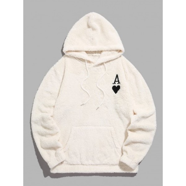 Playing Card Embroidered Fuzzy Hoodie