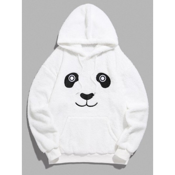 Cute Panda Embroidered Fuzzy Faux Sherpa...