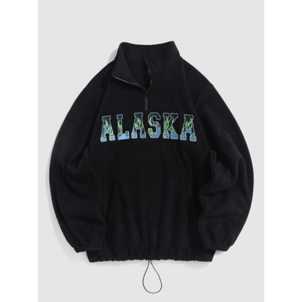 ALASKA Embroidered Quarter Zip Polar Fle...