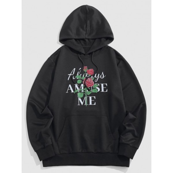 Streetwear Rose Slogan Graphic Hoodie