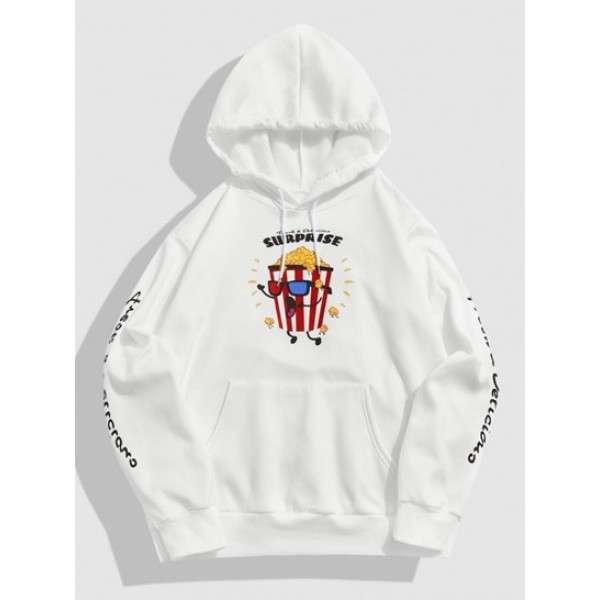 Streetwear Cartoon Popcorn Graphic Fleec...