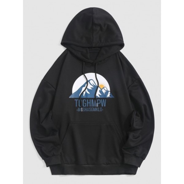 Mountain Sun Letter Graphic Vintage Hood...