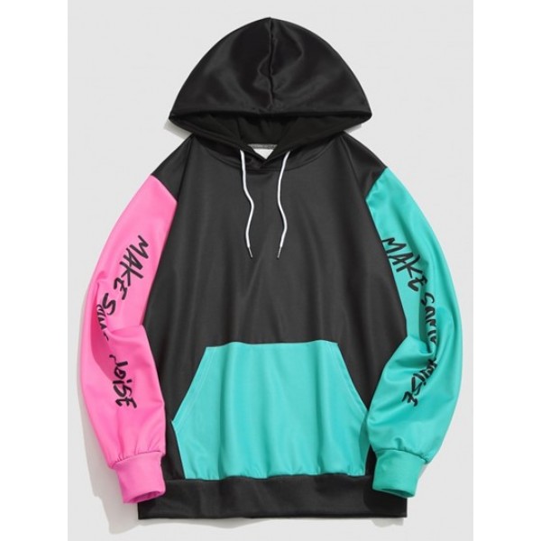 Make Some Noise Slogan Colorblock Hoodie