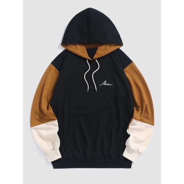 Embroidery Colorblock Hoodie