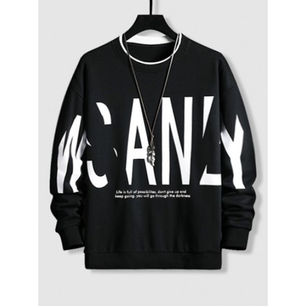 Letter Printed Crew Neck Sweatshirt