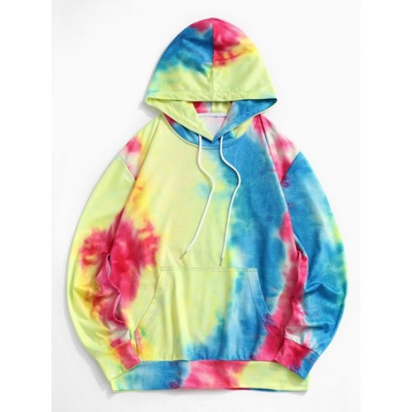 Tie Dye Print Front Pocket Hoodie