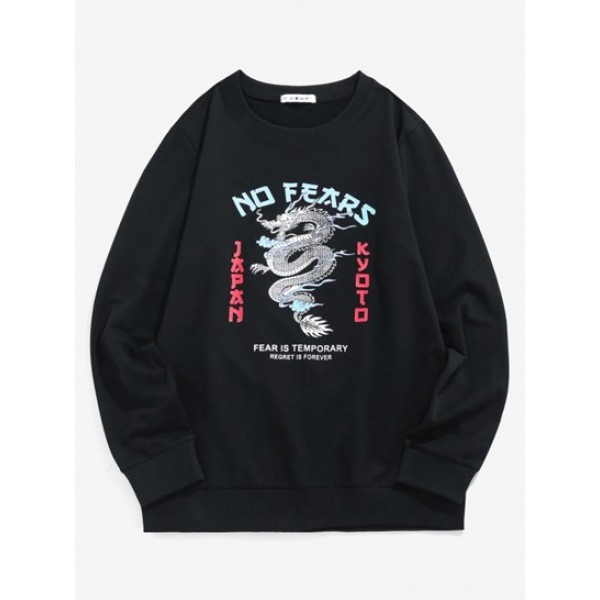 Dragon Slogan Print Oriental Sweatshirt