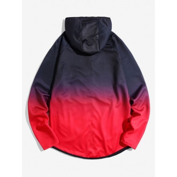 Raglan Sleeve Ombre Zip Up Hoodie Jacket