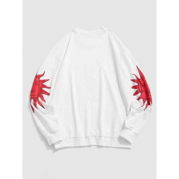 Celestial Sun Moon Print Basic Sweatshirt