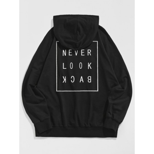 Letter Print Front Pocket Slogan Hoodie