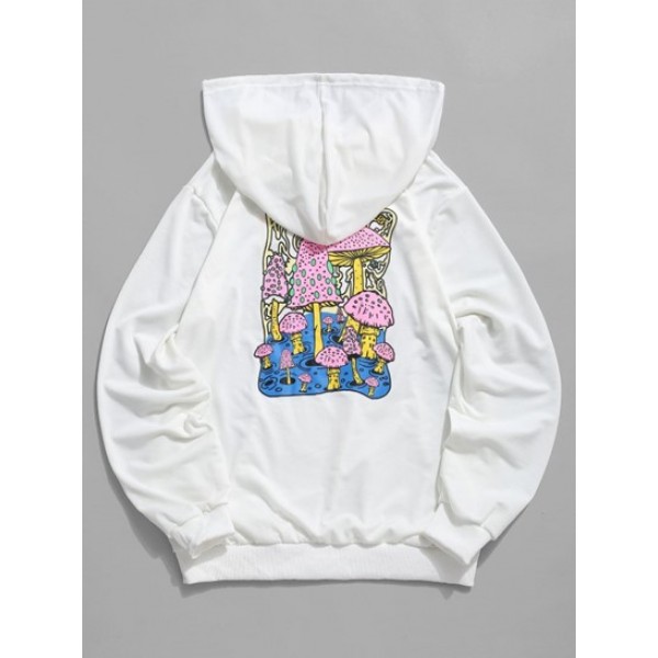 Mushroom Graphic Pouch Pocket Pullover Hoodie