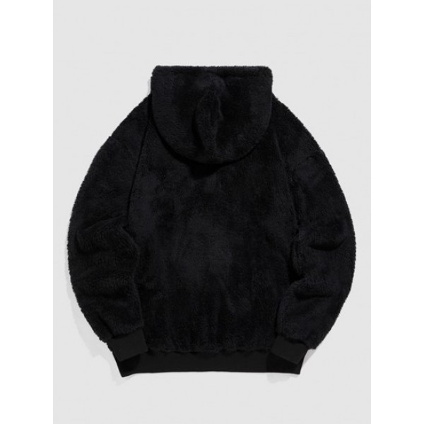 FLORIDA Letter Embroidered Fluffy Teddy Hoodie