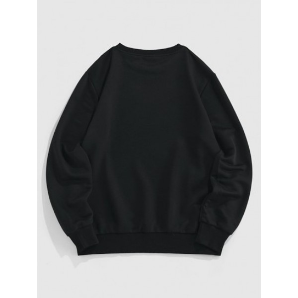 Earth Figure Letter Print Streetwear Sweatshirt