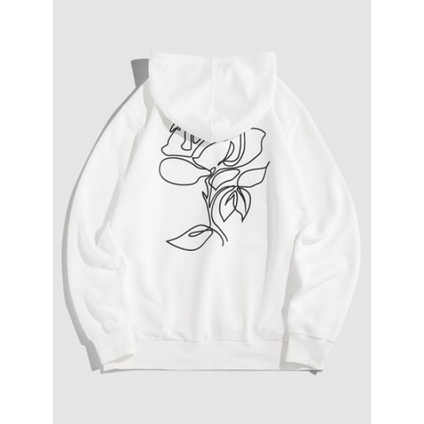 Streetwear Flower Rose Sketch Print Hoodie