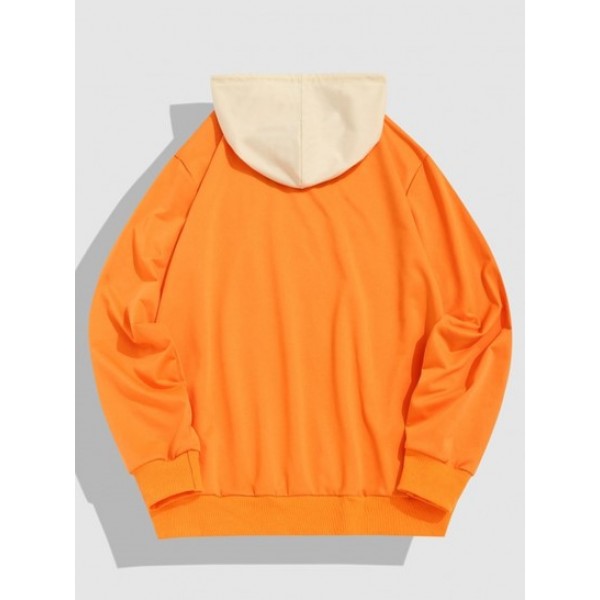 Streetwear Tennis Ball Embroidery Colorblock Hoodie