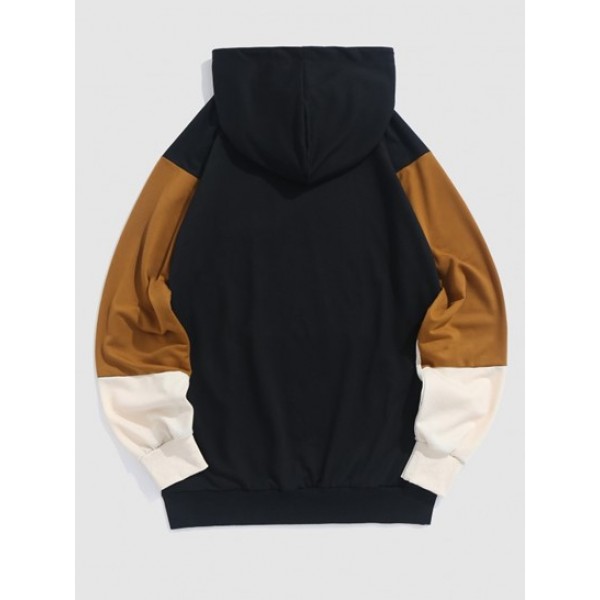 Embroidery Colorblock Hoodie