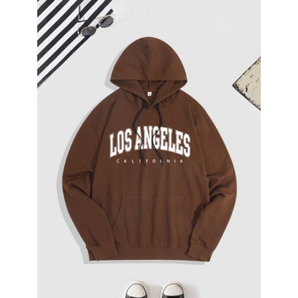 Kangaroo Pocket Los Angeles Print Essentials Hoodie