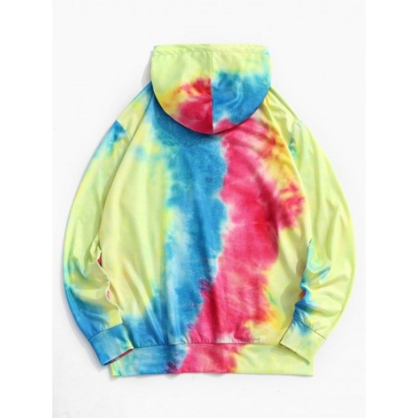 Tie Dye Print Front Pocket Hoodie