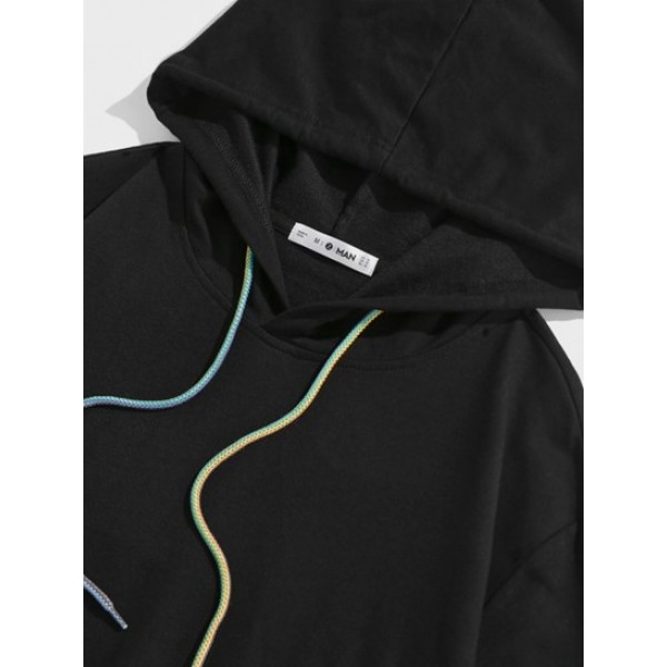 Letter Print Front Pocket Slogan Hoodie