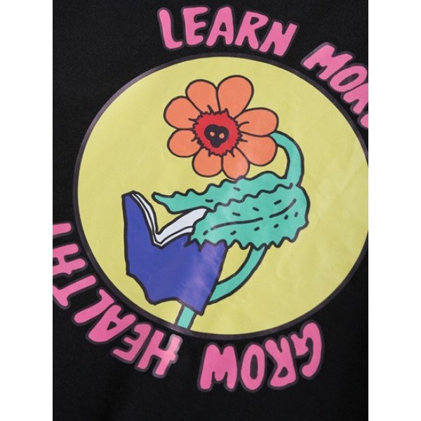 Streetwear Learn More Grow Healthy Flower Graphic Sweatshirt