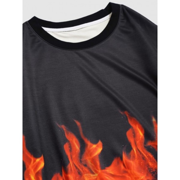 Streetwear Flame 3D Print Pullover Sweatshirt