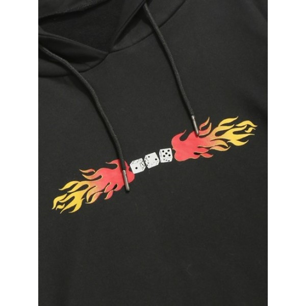 Fire Flame Dice Print Hoodie