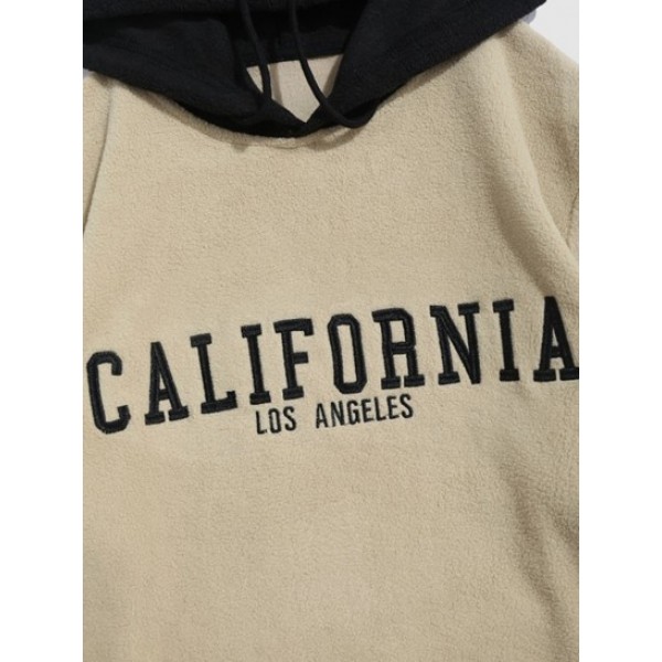 CALIFORNIA Embroidered Fuzzy Polar Fleece Hoodie