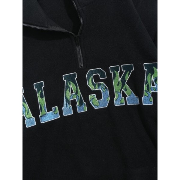 ALASKA Embroidered Quarter Zip Polar Fleece Sweatshirt