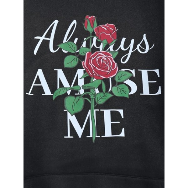 Streetwear Rose Slogan Graphic Hoodie