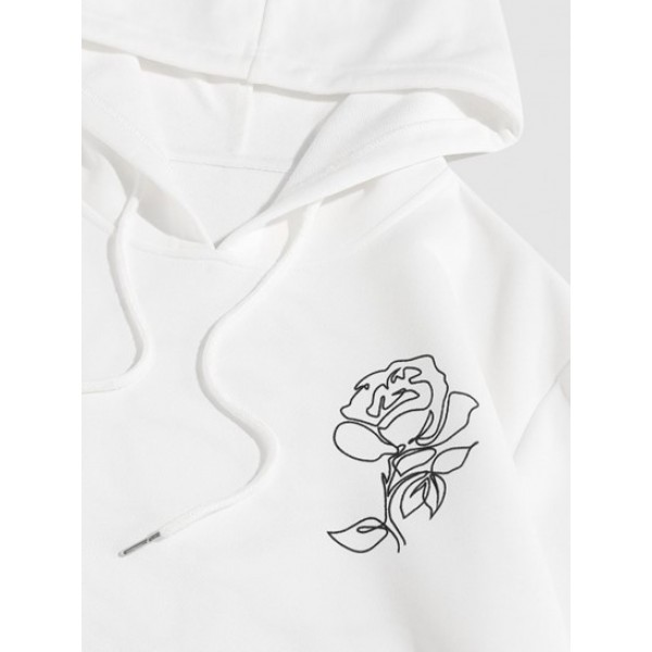 Streetwear Flower Rose Sketch Print Hoodie