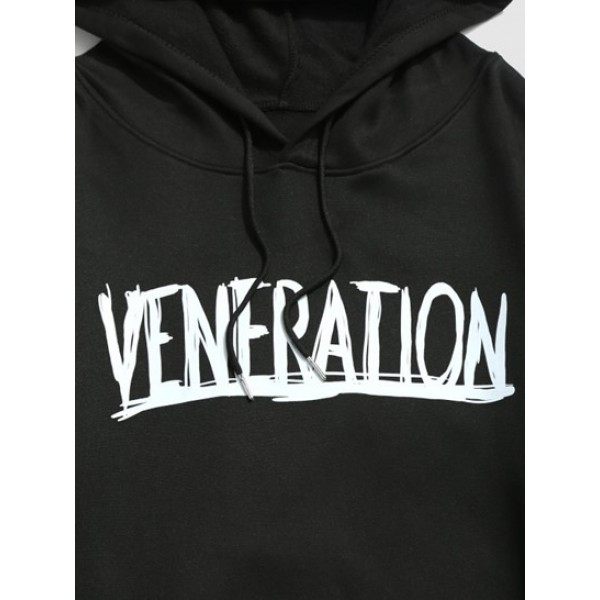 Streetwear Contrasting Letter Print Fleece-lined Hoodie