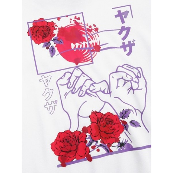 Streetwear Flower Hand Posture Graphic Hoodie