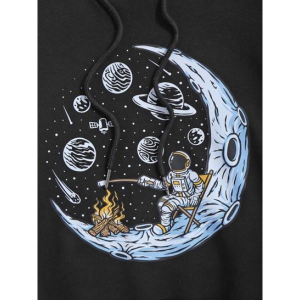 Space Moon Astronaut Graphic Hoodie