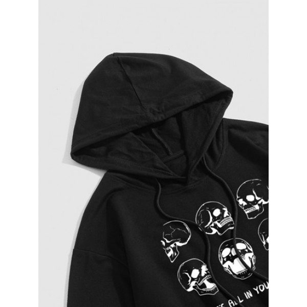 Halloween Skulls Print Front Pocket Hoodie