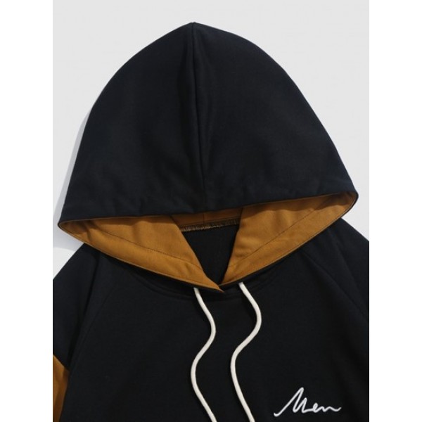 Embroidery Colorblock Hoodie