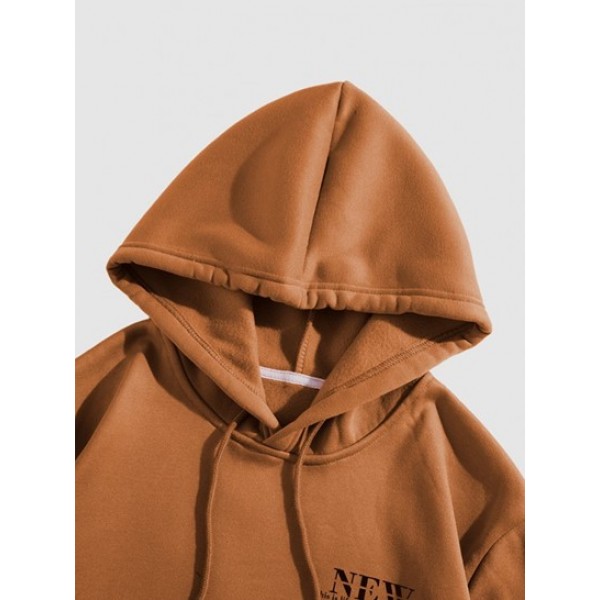 Two Tone Fleece Lining Front Pocket Hoodie