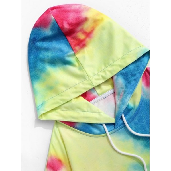 Tie Dye Print Front Pocket Hoodie