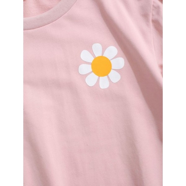 Daisy Print Rib-knit Trim Sweatshirt