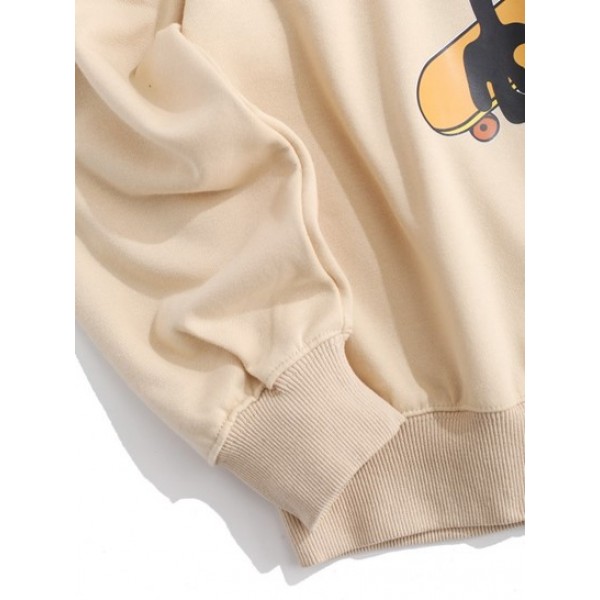 Cartoon Letter Print Drop Shoulder Sweatshirt