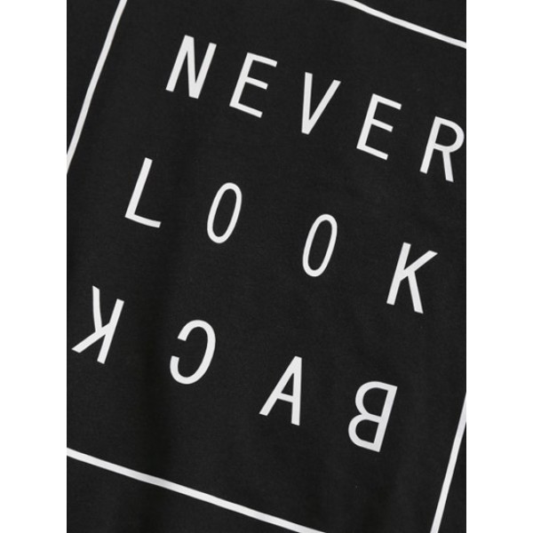 Letter Print Front Pocket Slogan Hoodie