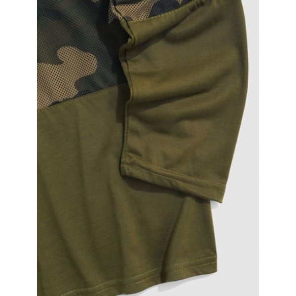 Camouflage Pattern Mesh Insert Hoodie