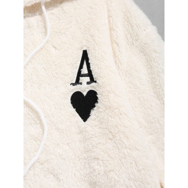 Playing Card Embroidered Fuzzy Hoodie